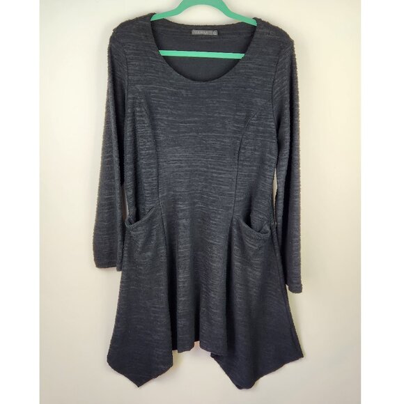 LUUKAA Textured Knit Tunic Dress Handkerchief Hem Pockets Lagenlook sz 12 - Picture 1 of 8